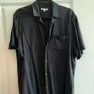 Banks Journal black linen camp shirt